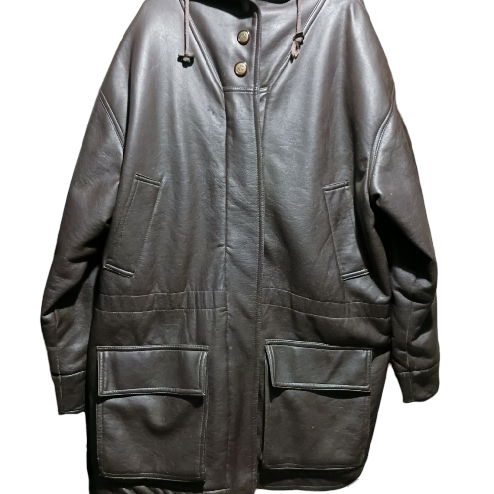 Neutral Zone Long Brown Leather Jacket Size Large